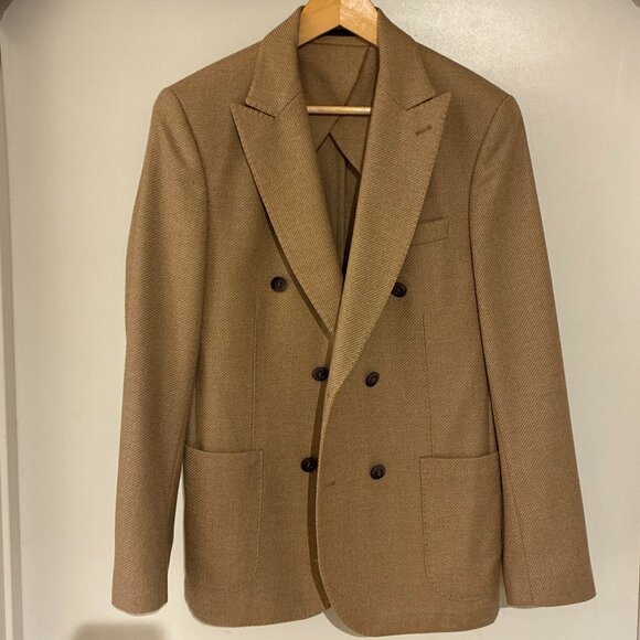 Angelico wool tweed double-breasted blazer for men
